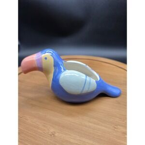 Quirky Blue Toucan Bird Ceramic Succulent Planter Candy Trinket Dish